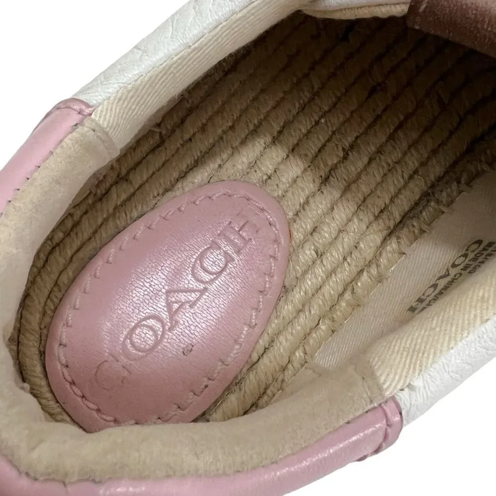 Coach C101 Low Top Espadrille Sneakers in White & Petal